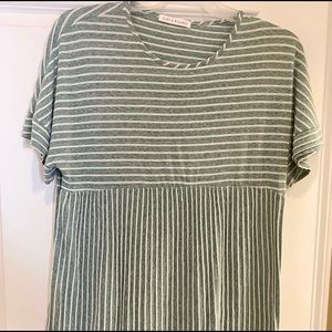 Chris and Carol green and white striped tunic